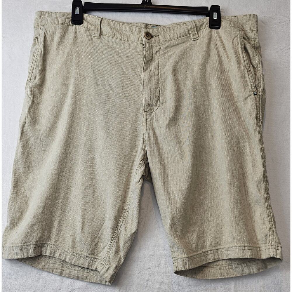 Tommy Bahama Shorts Mens 42 Beige Linen Blend Casual Beach Vacation Resort